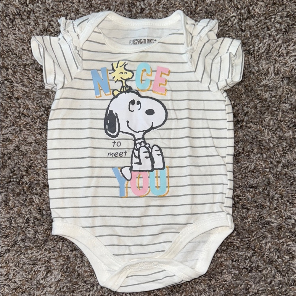 Peanuts Snoopy Bodysuit White Black One Piece